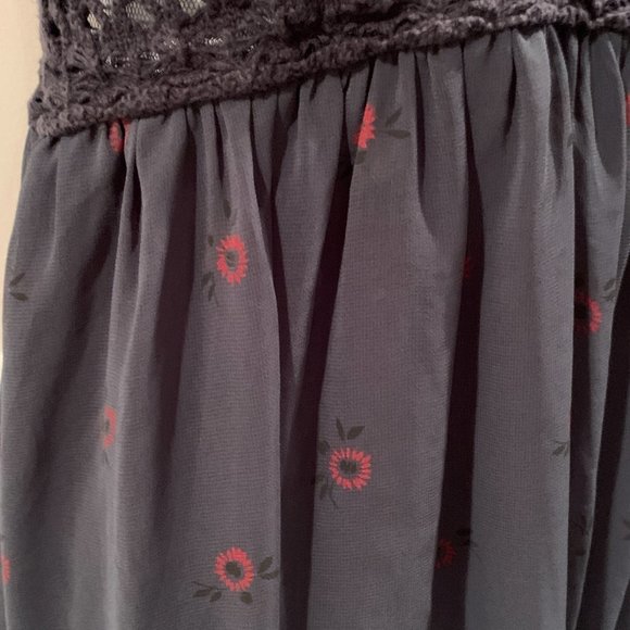 Free People Dark Green Crochet and Chiffon Floral Dress, Size Medium - Picture 13 of 16